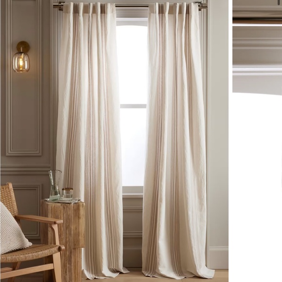 NWOT QUINCE Set Of 2 48x96 Coastal Stripe Linen Cotton Curtains Iv/Natural 8476 - Picture 1 of 10